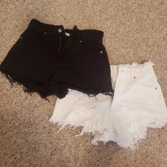 2 pair High Rise Shorts Black/White - Picture 1 of 7